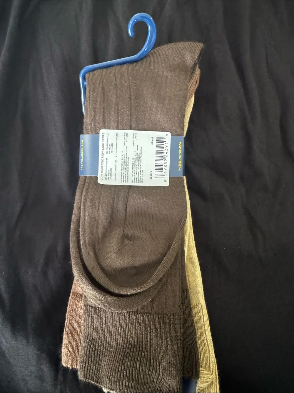 Polo by Ralph Lauren Ribbed Crew Socks in Tan and Brown - 3 Pairs Brand New